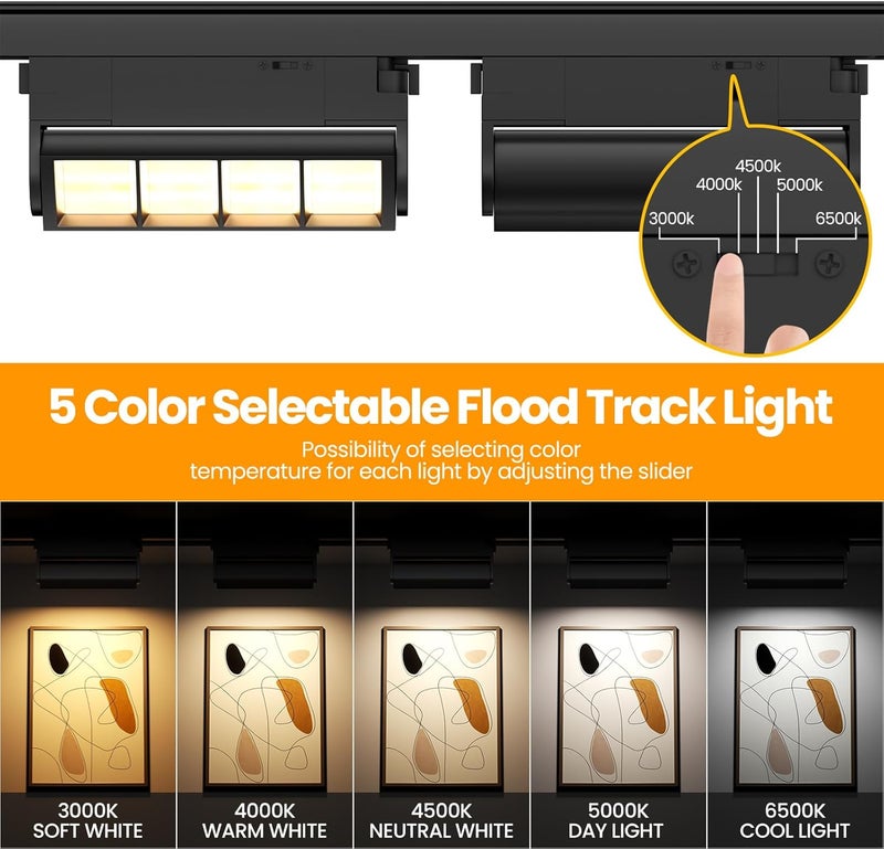 TuyuBEE 5 Color Linear H Track Lighting Heads H Type Track Light Heads Dimmable LED Track Lighting Fixtures Ceiling Spot Light, H Style Track Heads for H Track Lighting Rails, Black CRI90 12W 3 Pack - Image 2